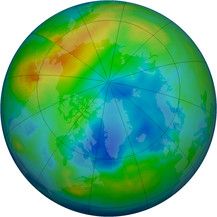 Arctic ozone map for 27 November 1997